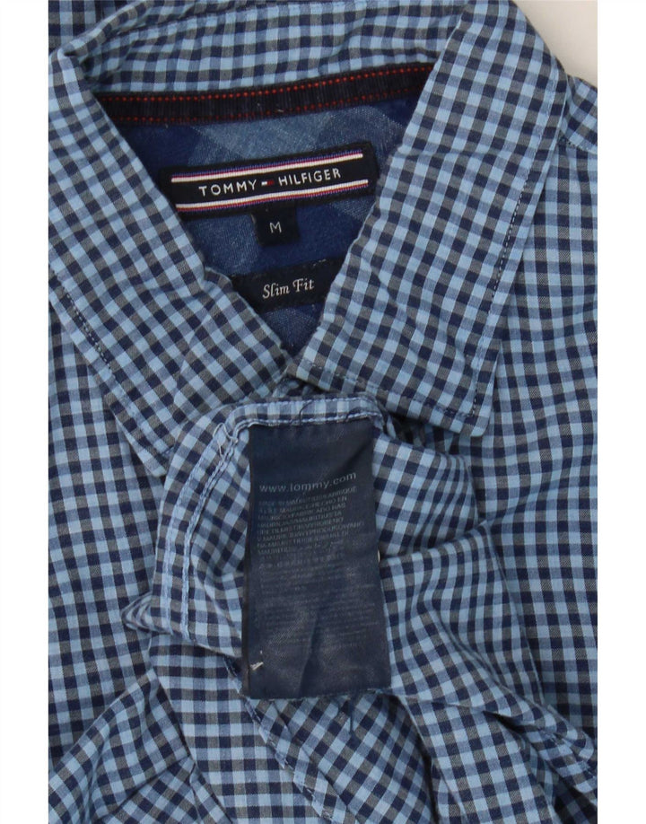 Camisa masculina Slim Fit Tommy Hilfiger de algodão guingão azul médio