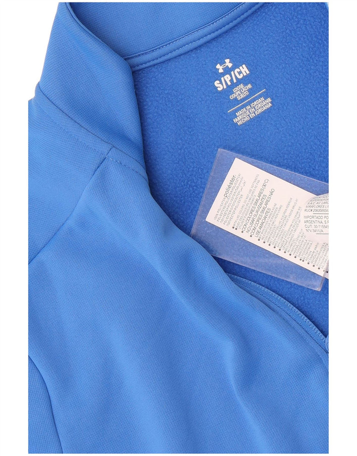 Under Armour Mens Zip Neck Moletom Jumper Pequeno Azul Poliéster