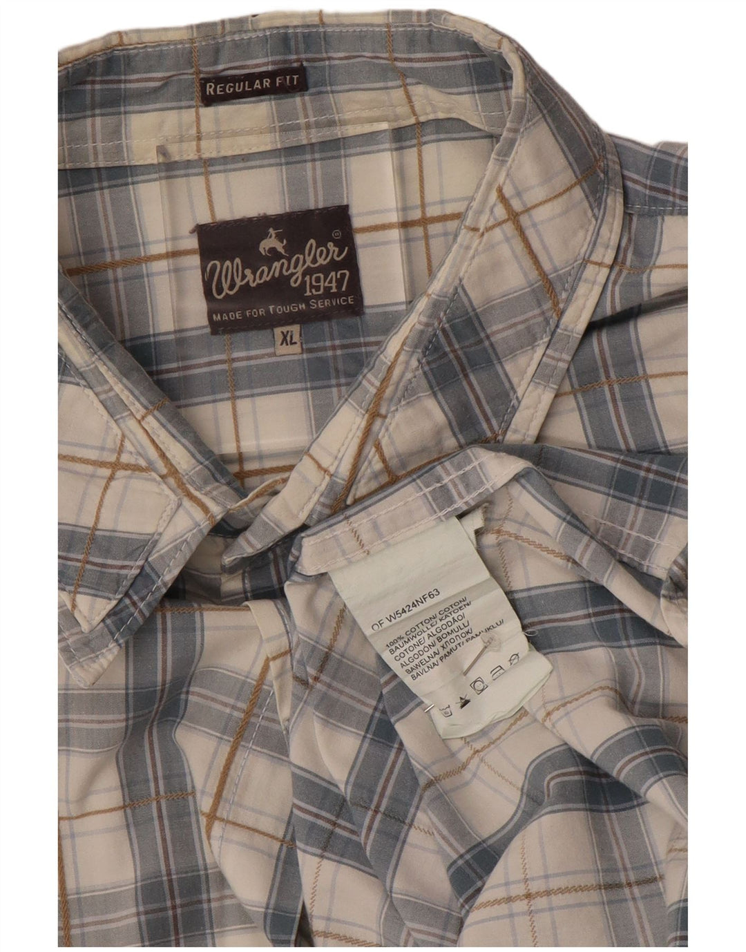 Camisa masculina de manga curta WRANGLER Regular Fit XL cinza xadrez algodão
