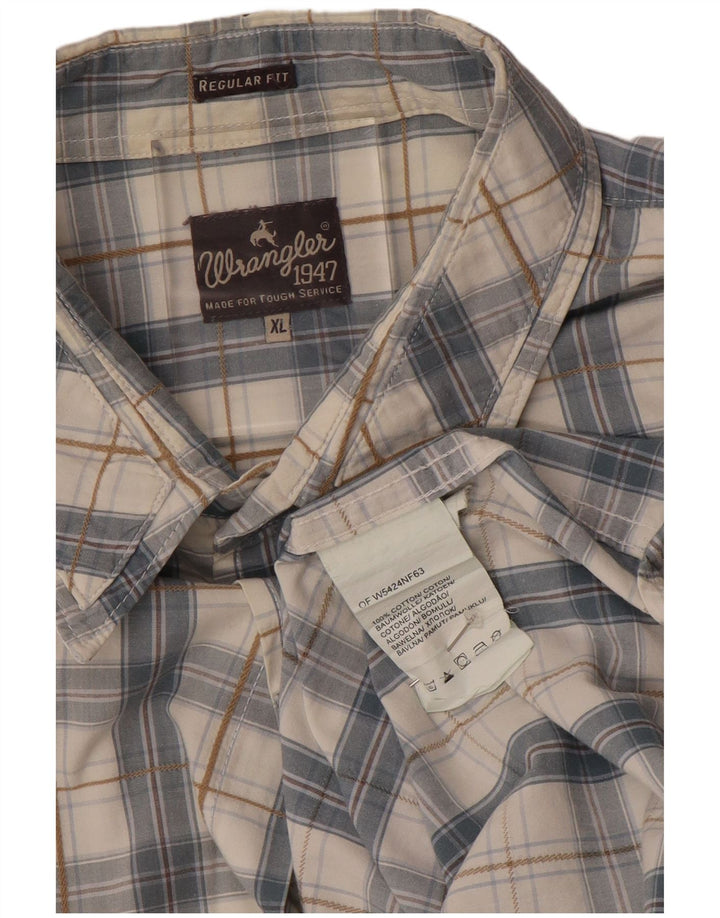 Camisa masculina de manga curta WRANGLER Regular Fit XL cinza xadrez algodão