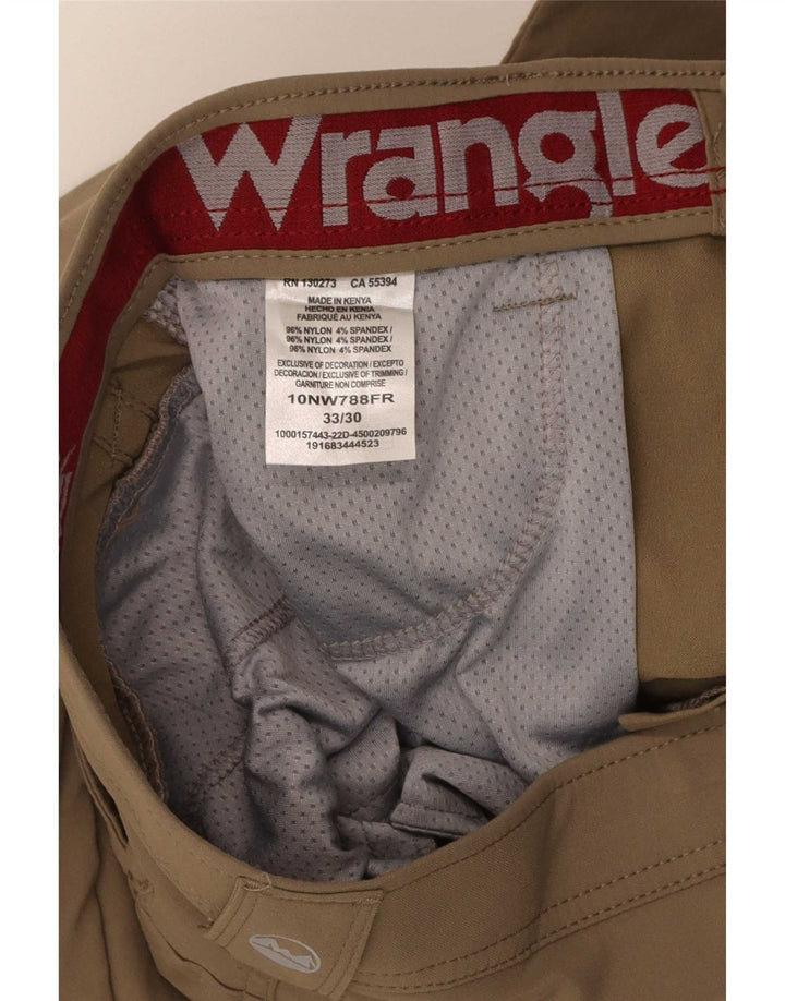 Wrangler Mens Caminhadas Calças Cargo W33 L30 Cáqui Nylon