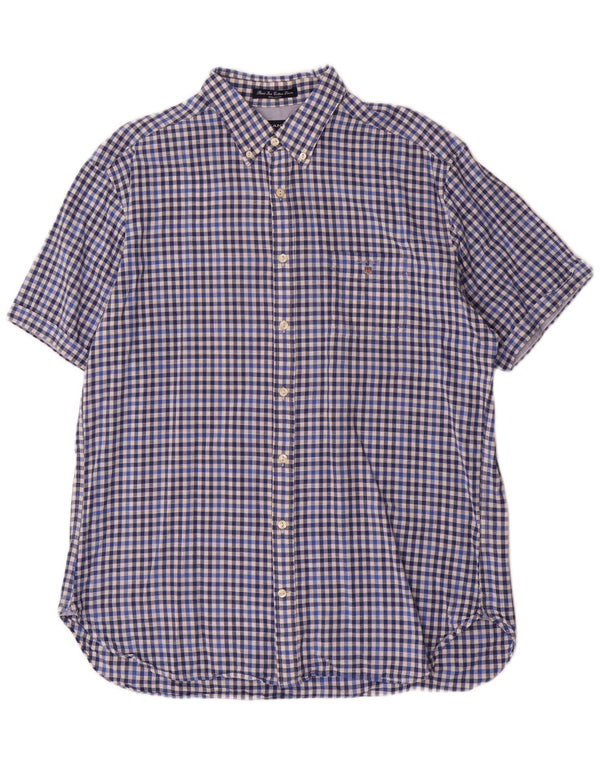 Gant Camisa masculina de manga curta com ajuste regular XL azul algodão guingão