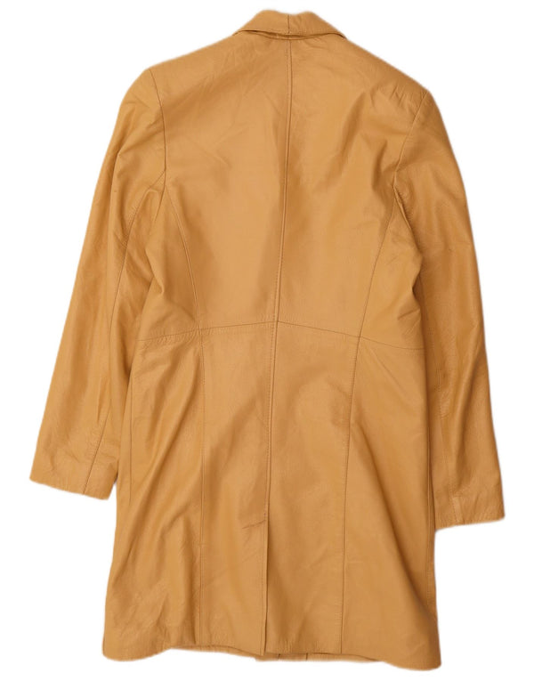 Casaco de couro feminino Carmen UK 12 couro amarelo médio