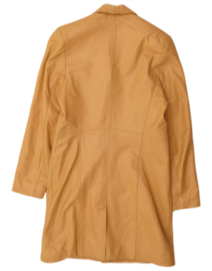 Casaco de couro feminino Carmen UK 12 couro amarelo médio