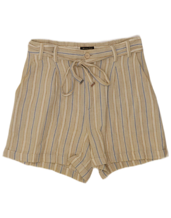 Shorts feminino Massimo Dutti cintura alta casual UE 36 XS W26 bege listrado