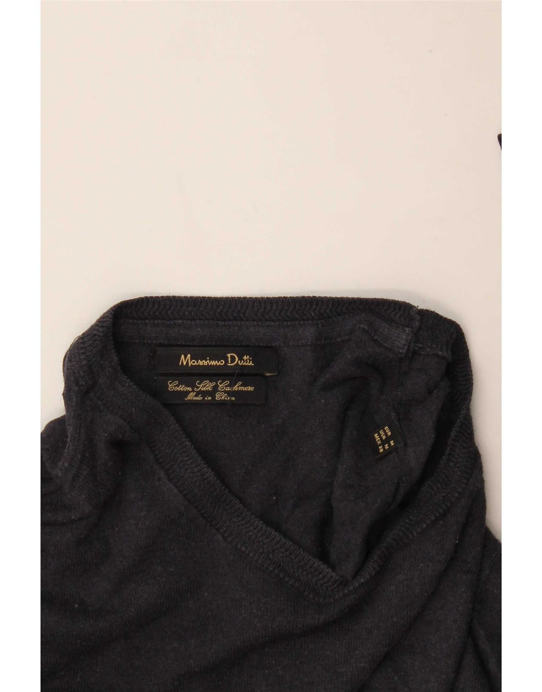 Suéter feminino Massimo Dutti com gola redonda, algodão azul marinho médio