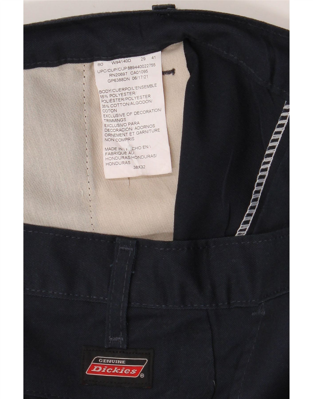 DICKIES Mens Straight Chino Trousers W38 L32 Navy Blue Cotton Vintage Dickies and Second-Hand Dickies from Messina Hembry 