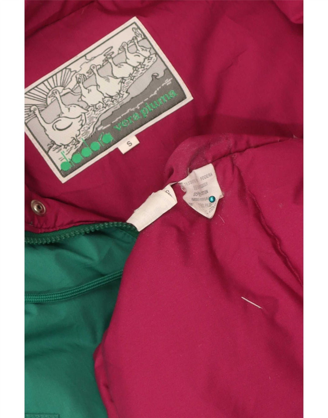 Jaqueta acolchoada masculina Diadora UK 36 poliéster colorblock verde pequeno