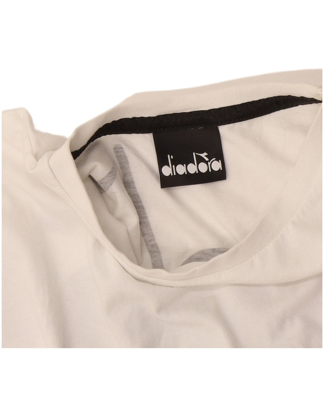 Diadora Womens Crop Graphic T-Shirt Top UK 12 Médio Branco