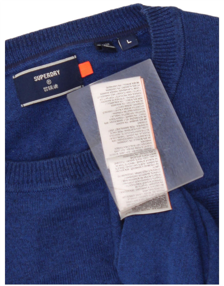 Suéter masculino SUPERDRY com gola redonda, grande algodão azul