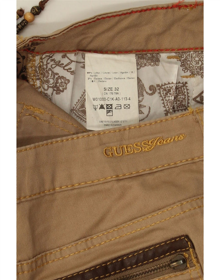 GUESS Womens Slim Casual Trousers W32 L34 Beige Cotton Vintage Guess and Second-Hand Guess from Messina Hembry 