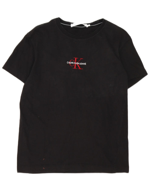 Calvin Klein Jeans Camiseta masculina gráfica Top médio algodão preto
