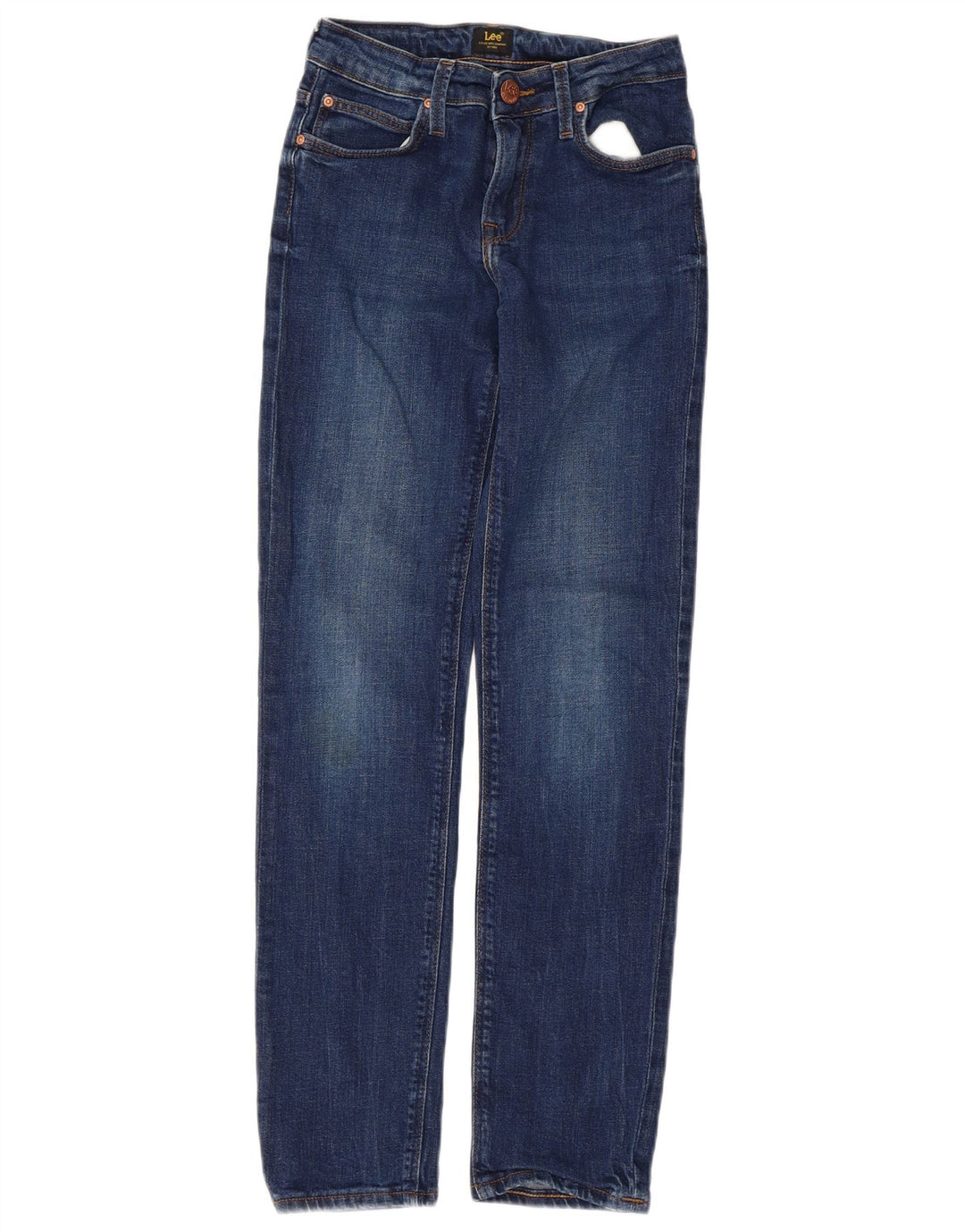 Lee Womens Elly Straight Jeans W24 L28 Azul Algodão