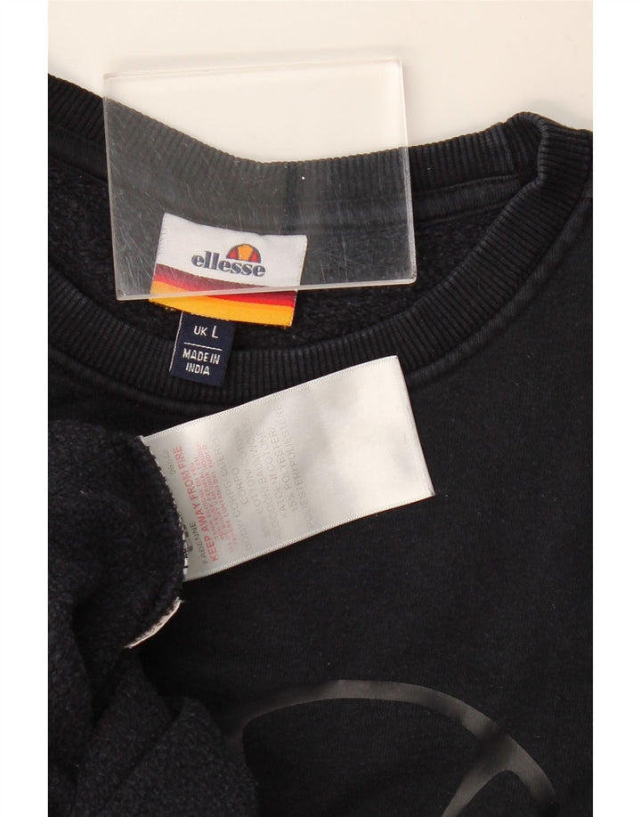 ELLESSE moletom gráfico masculino jumper grande algodão azul marinho