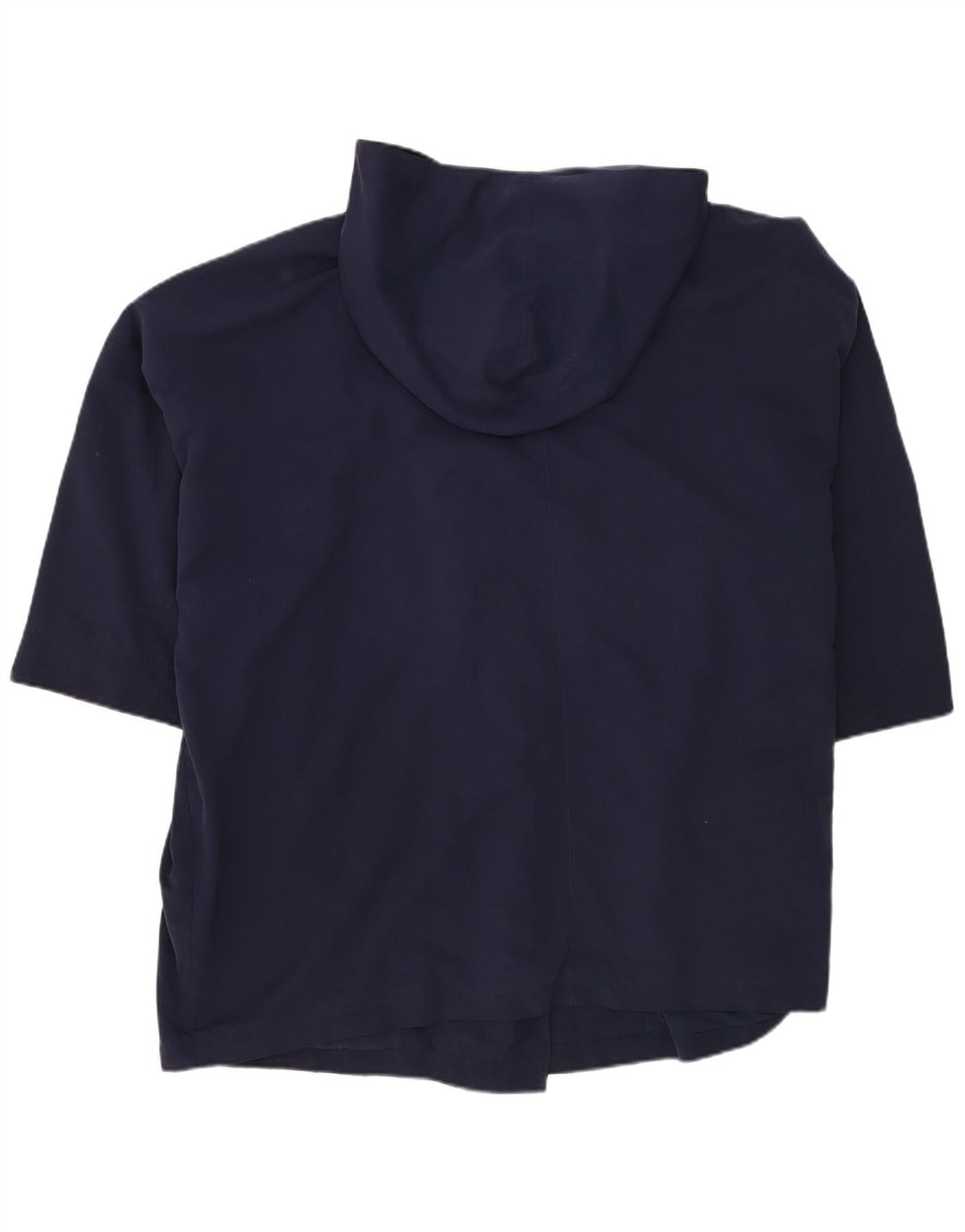 Casaco feminino Benetton com capuz oversized duplo breasted Reino Unido 18 XL azul marinho