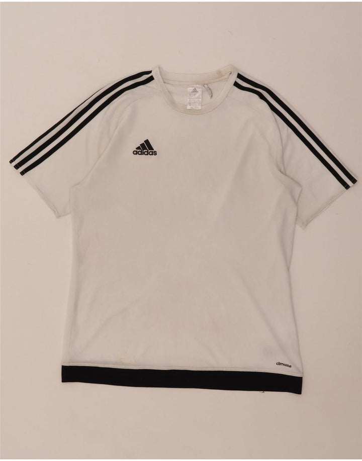 Adidas Mens Climalite Camiseta Top Médio Branco Colourblock Poliéster