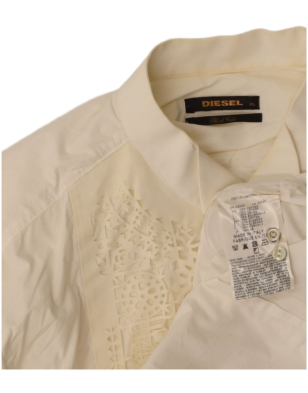 DIESEL Camisa masculina smoking XL algodão geométrico branco