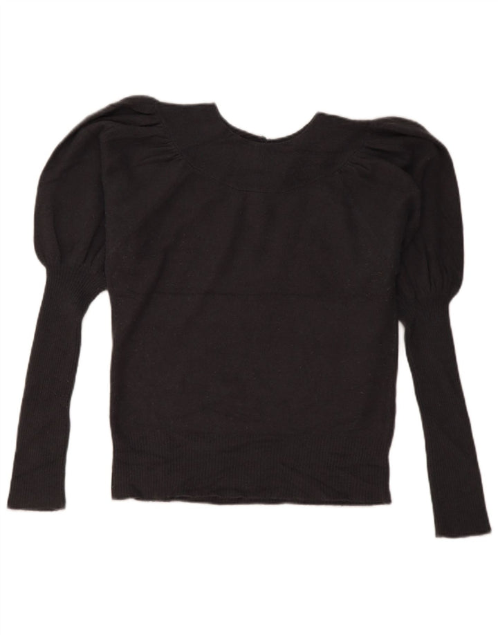 Suéter feminino com gola canoa French Connection Reino Unido 14 grande angorá cinza