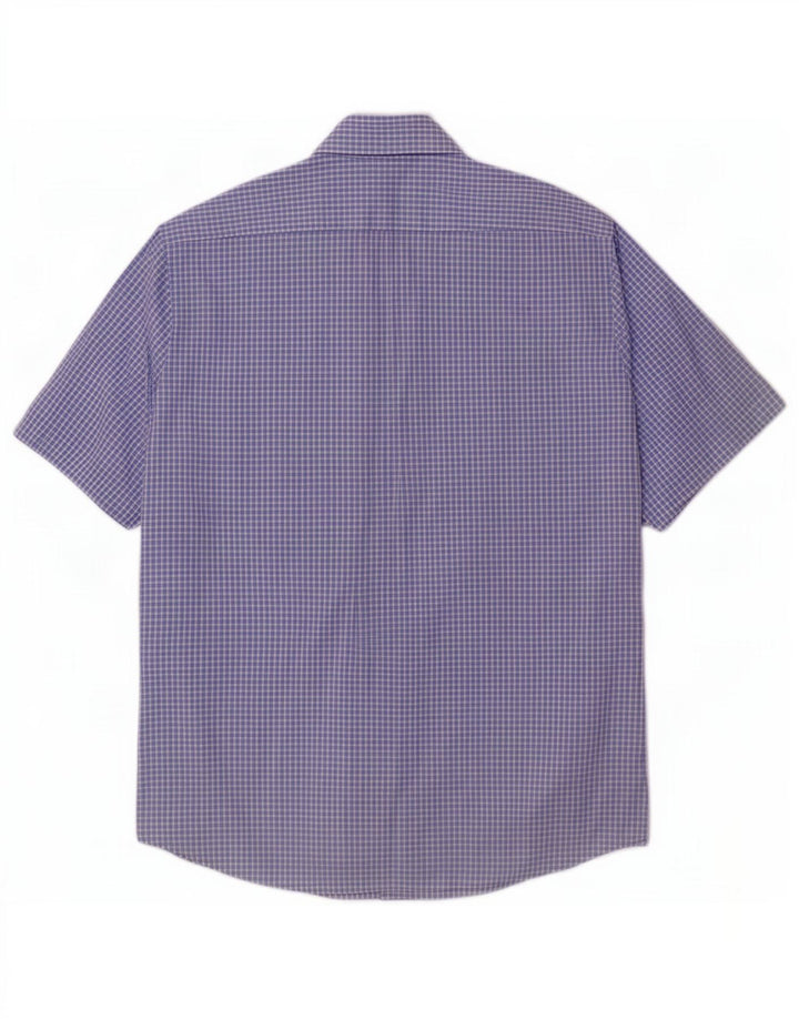 Camisa masculina Hugo Boss manga curta regular fit grande xadrez azul