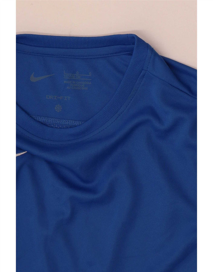 Top Nike Boys Dri Fit manga comprida 12-13 anos grande azul