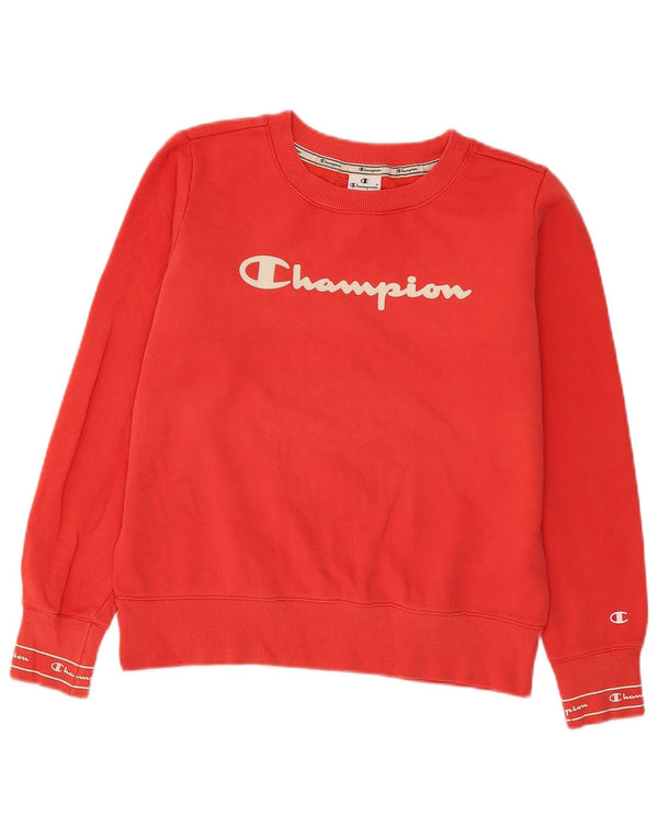 Champion feminino gráfico moletom jumper UK 12 médio algodão vermelho