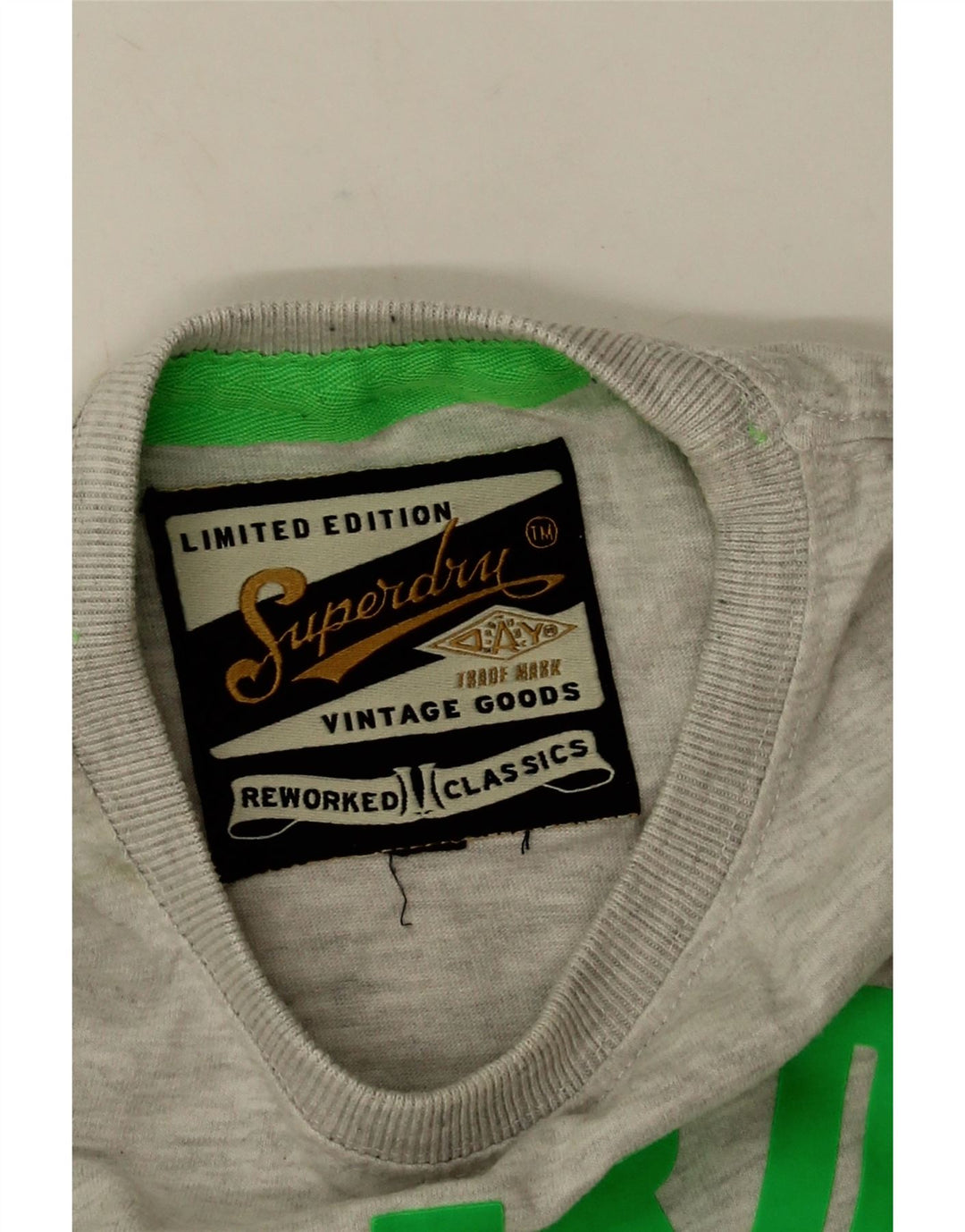 Camiseta gráfica masculina Superdry Top cinza médio algodão
