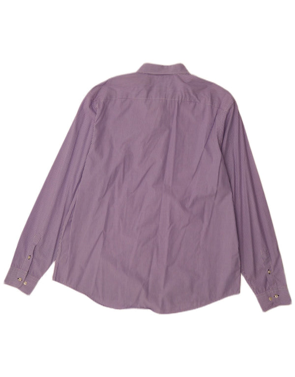 Camisa masculina Lacoste tamanho 45 XL roxo risca de giz algodão
