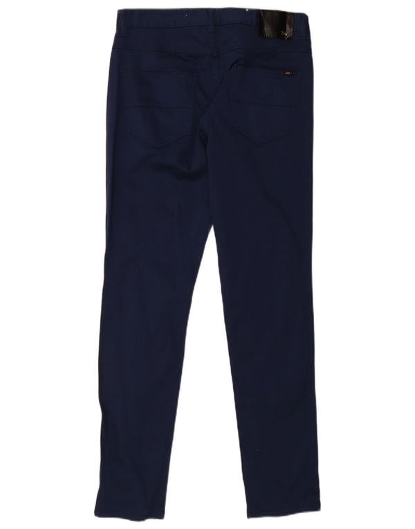 Zara Mens Skinny Chino Calças EU 42 Grande W32 L30 Azul Marinho Algodão