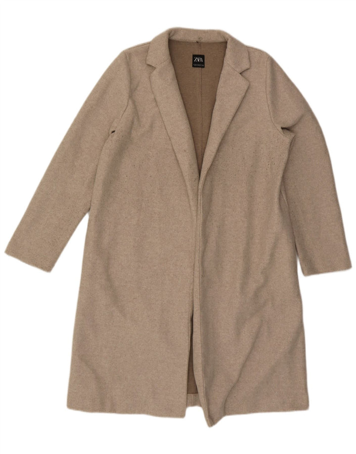 Sobretudo aberto feminino Zara Reino Unido 18 XL bege