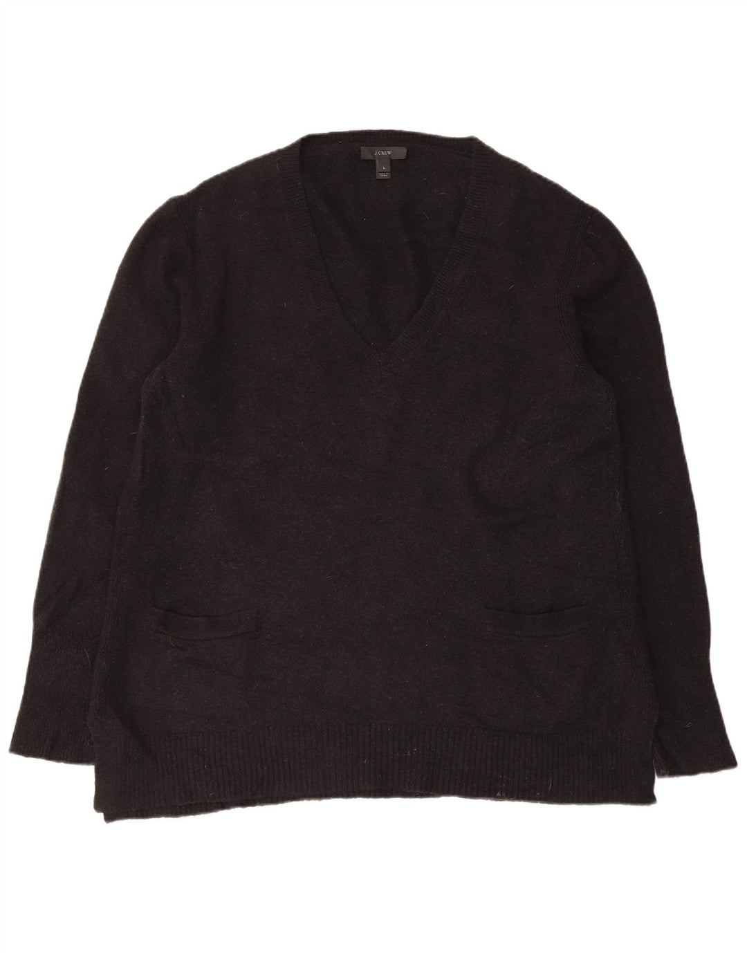 Suéter feminino J. Crew com decote em V Reino Unido 16 grande nylon preto