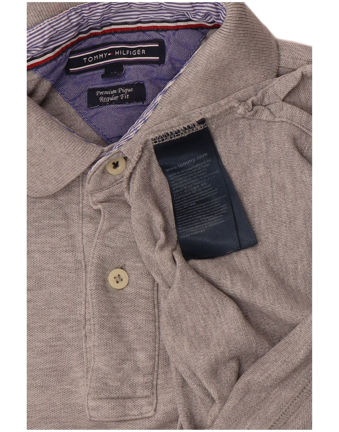 Camisa polo masculina TOMMY HILFIGER regular fit algodão cinza médio