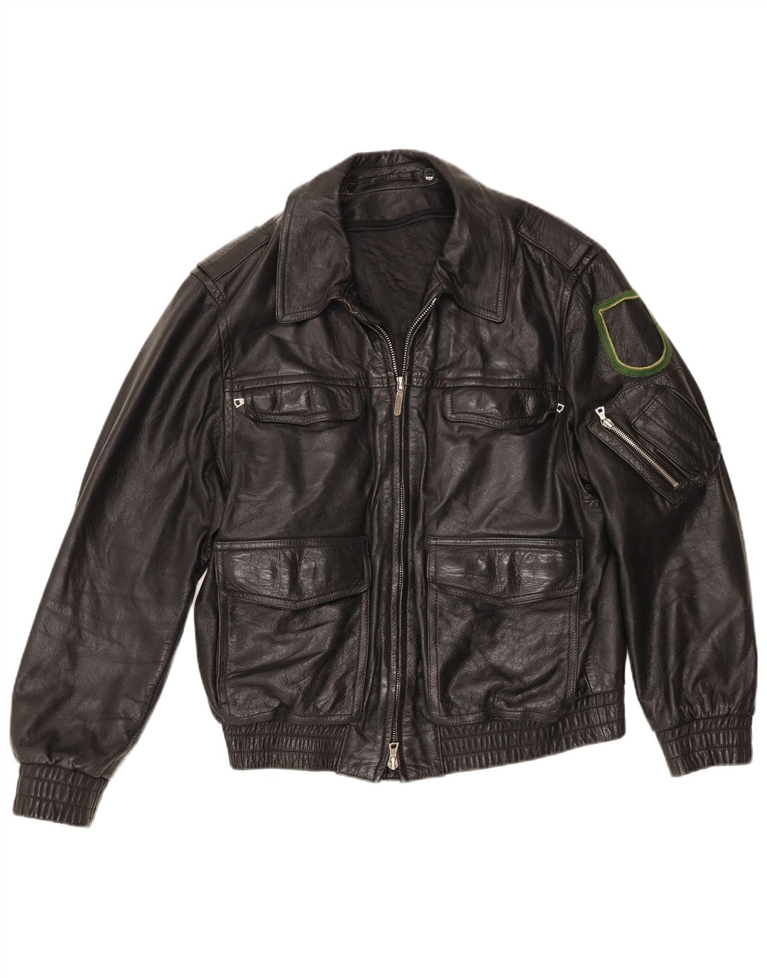 Jaqueta de couro masculina vintage EU 48 couro preto médio