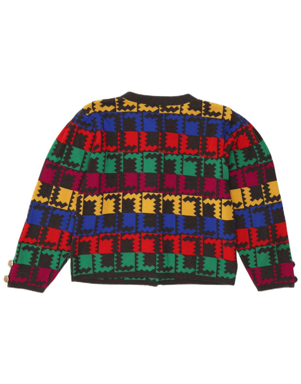 Bode Womens Crop Cardigan Sweater UK 14 Médio Multicolorido Geométrico