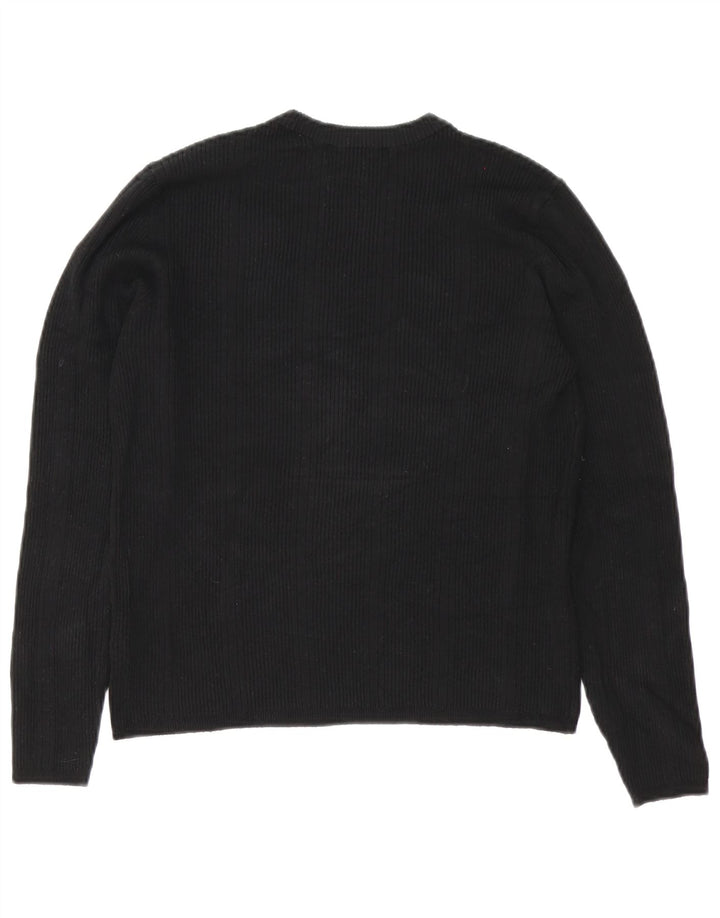 Suéter feminino Marks & Spencer com gola redonda Reino Unido 14 grande viscose preta