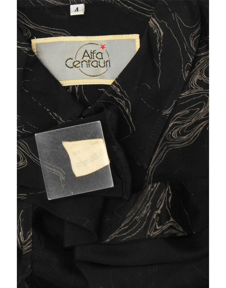 Camisa masculina vintage com padrão abstrato XL viscose preta