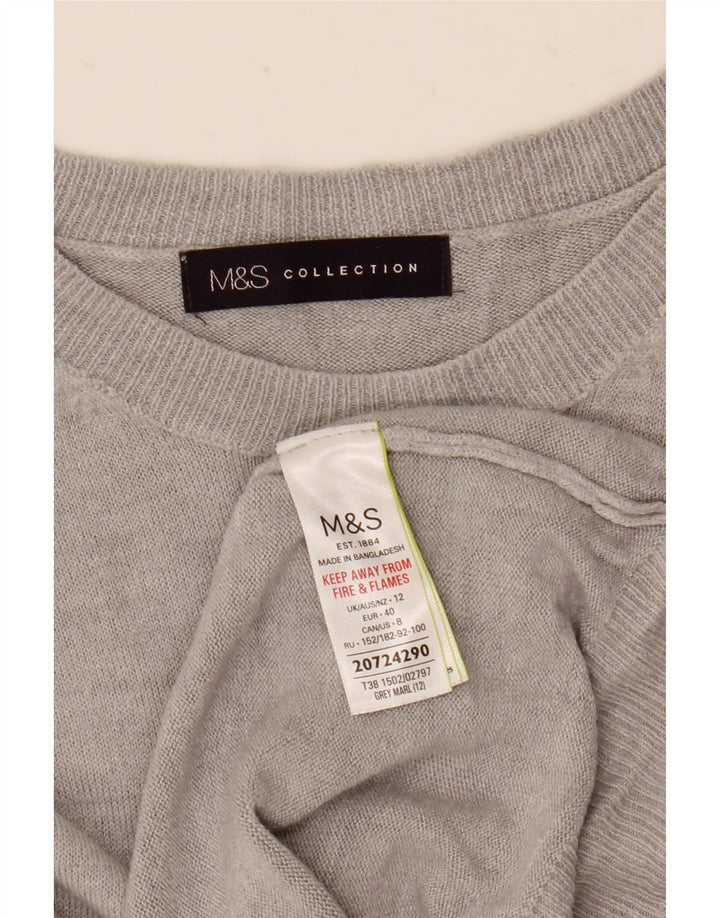 Suéter feminino Marks & Spencer com gola canoa Reino Unido 12 cinza médio acrílico
