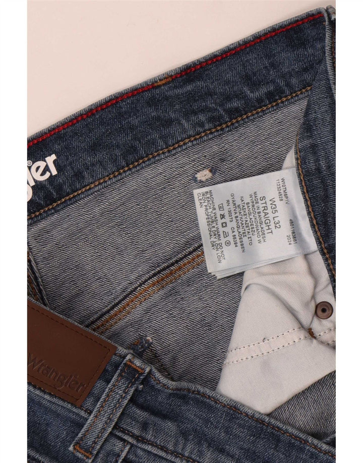 Wrangler Mens Straight Jeans W35 L32 Azul Algodão