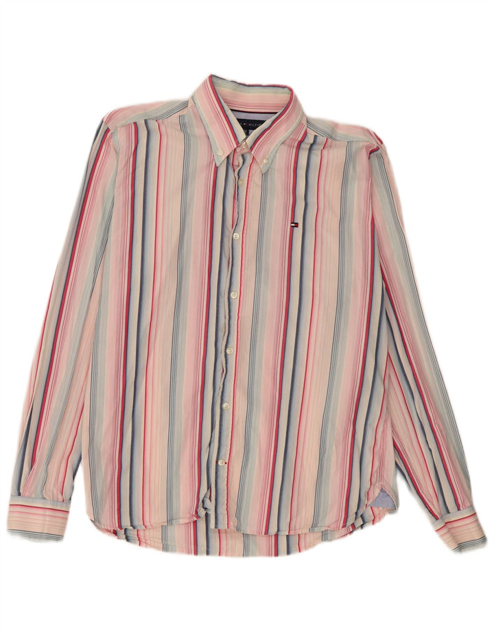 Camisa masculina Tommy Hilfiger média listrada multicolorida de algodão
