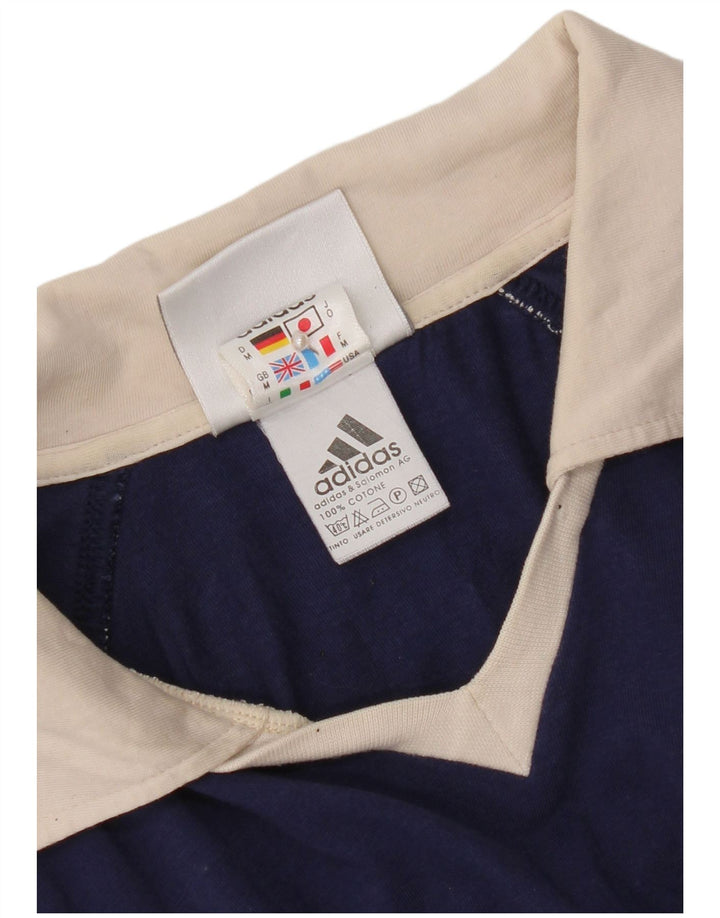 Camisa polo masculina Adidas médio azul marinho colorblock algodão