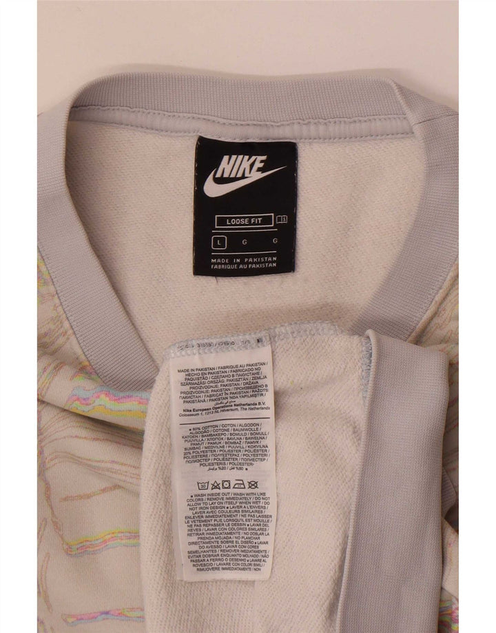 Nike feminino abstrato padrão moletom jumper UK 16 grande off white