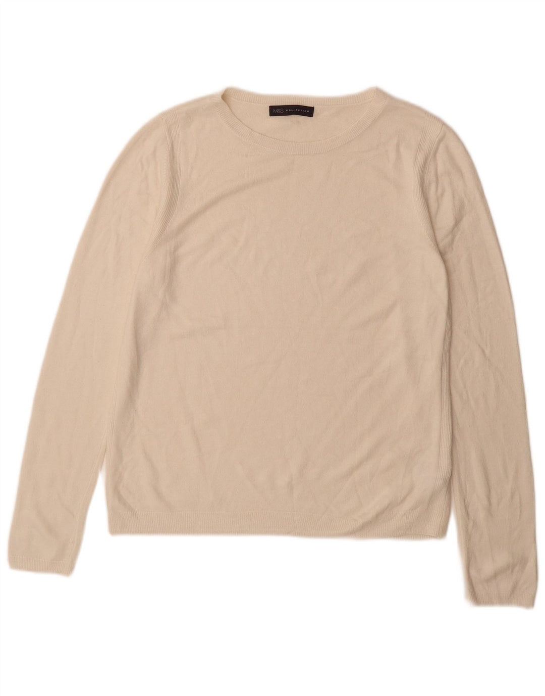 Suéter feminino Marks & Spencer com gola canoa Reino Unido 12 acrílico branco médio