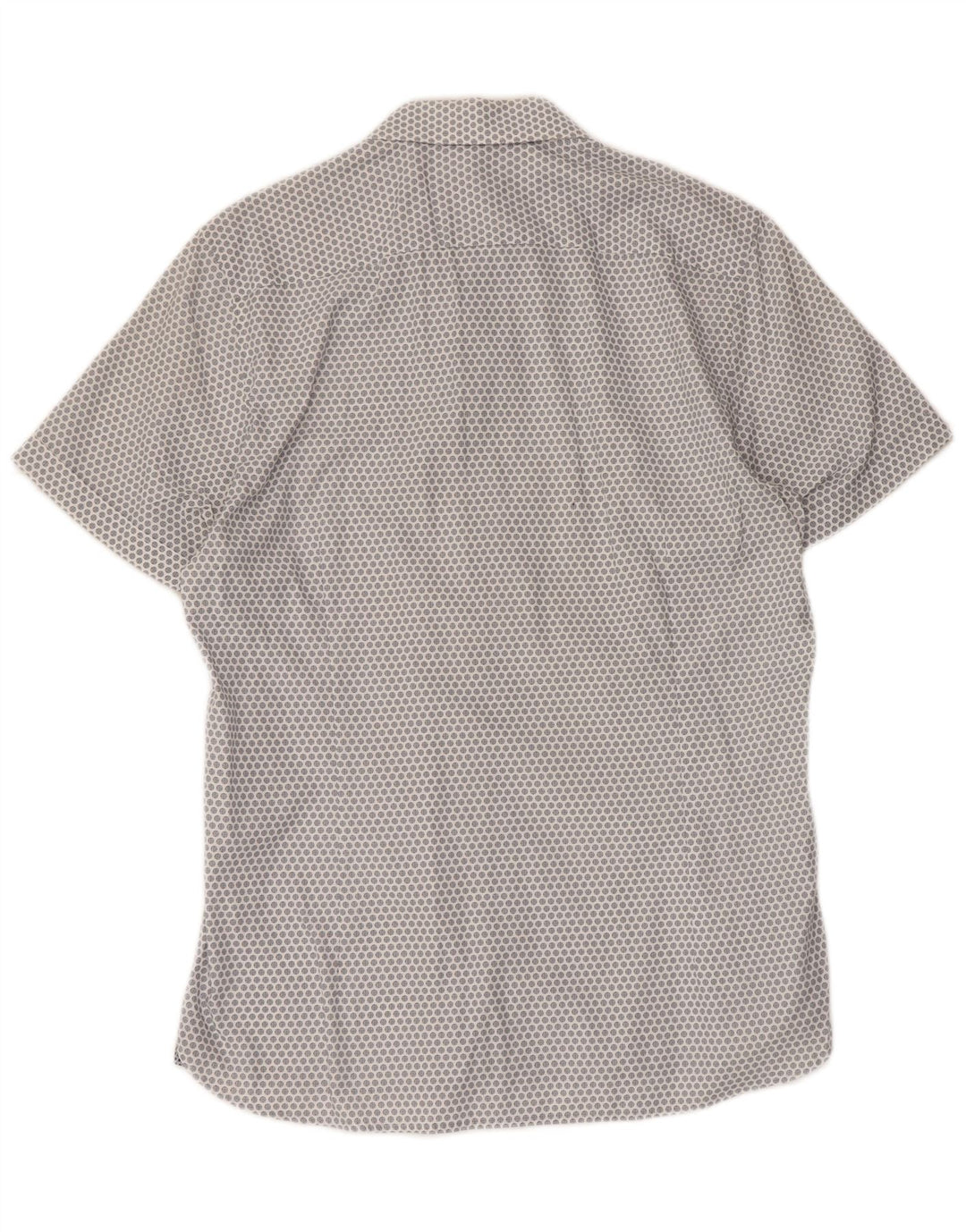 Camisa masculina de manga curta Ted Baker tamanho 3 algodão geométrico branco médio