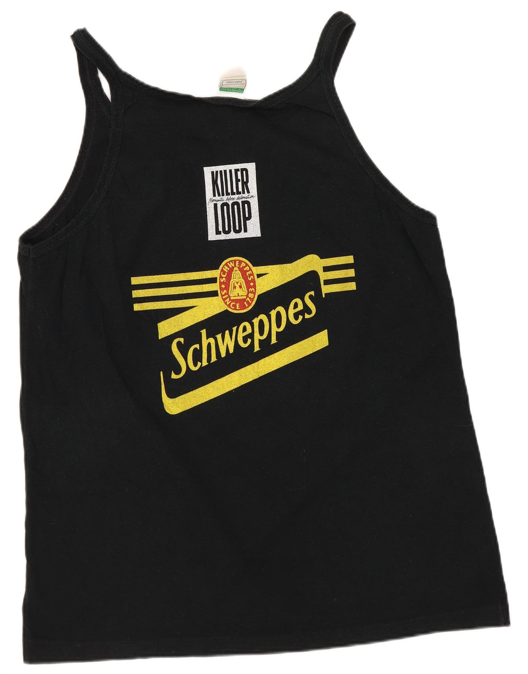 Top de colete gráfico feminino Benetton UK 18 XL algodão preto