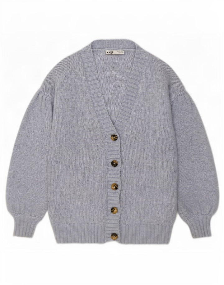 Suéter cardigã oversized feminino Zara Reino Unido 10 poliéster azul pequeno