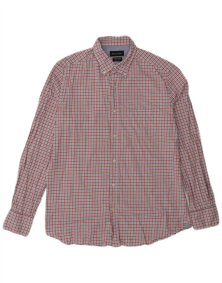 Camisa masculina Massimo Dutti média vermelha guingão