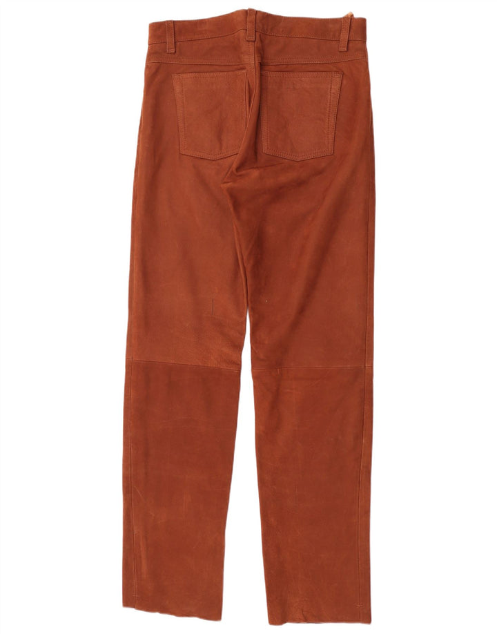 Calças de couro masculinas vintage W33 L33 couro marrom