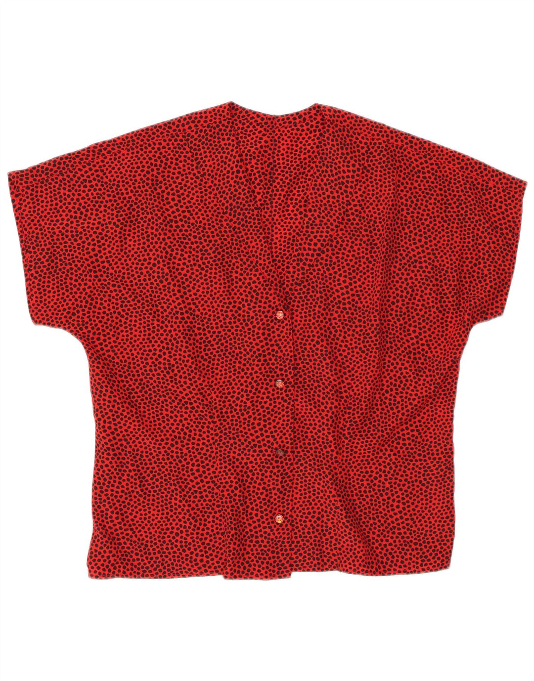 Blusa feminina VINTAGE manga curta Reino Unido 14 médio vermelho manchado