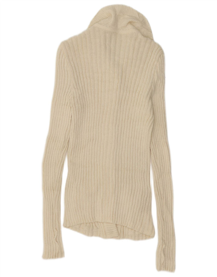 Suéter cardigã feminino vintage médio esbranquiçado
