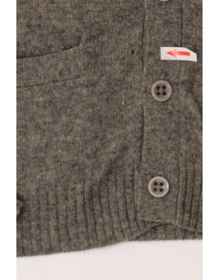 Suéter cardigã masculino Penguin lã de cordeiro cinza médio