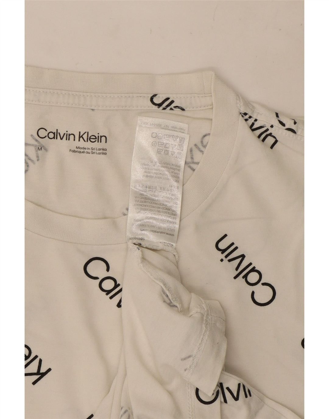 Calvin Klein Camiseta masculina gráfica Top médio algodão branco